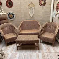 Set Sillon Triple + 2 Sillones Simples + Mesa Pushkar Tienda Marrón