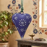 Movil Corazones Tira Metal Pintado Deco De India Artesanal Violeta