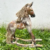 Caballo Artesanal Mecedor Importado Madera Oriente Indonesia Marrón Claro