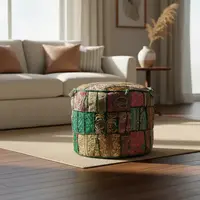 Puff Funda Covertor Patchwork Importado Pushkar Tienda Verde
