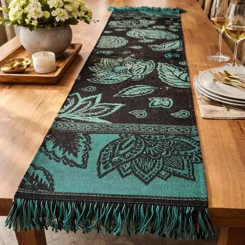 Camino De Mesa Pie De Cama Bufandon Algodon Telar 160x35 Cm
