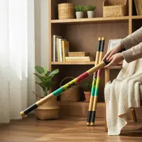 Palo De Lluvia Artesanal Bamboo Importado Indonesia Multicolor Puntillismo
