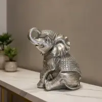 Elefante Abundancia Deco Importado Incrustacion Fantasías  Plateado