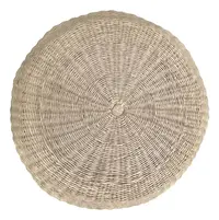 Puf Circular Fibras Naturales Y Madera Artesanal 60 X 35 Cm 