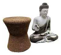 Mesa Conica Doble Apoyo Fibra Natural Kraft-madera Artesanal Marrón
