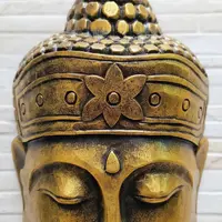 Mascara De Buda En Madera Tallado Artesanal Indonesia Import Dorado