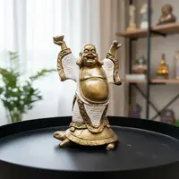 Buda Sobre Tortuga Importado Indonesia Estatua Resina 20 Cm