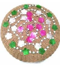 Puf Zen Fibras Naturales Banquito Mesa Artesanal De 30x45 Cm