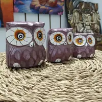 Set X3 Buhos En Madera De Oriente Tallado Importado India Violeta