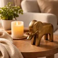 Estatuilla Elefante Aluminio Import Oriente Deco Hogar 17 Cm