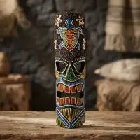Mascara De Madera Estilo Tribal Decorativa Oriente Artesanal Marrón