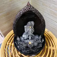 Fuente Buda 30 Cm Cascada Agua Sonido Zen Luz Led Importada  Plateado