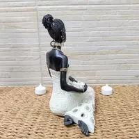 Estatuilla Africana En Resina 25 Cm Importada De Oriente Blanco