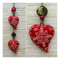 Movil Hindu De 2 Corazones Tira Metal Pintado Deco De India