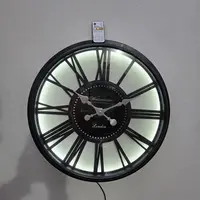 Reloj Importado Gigante De Pared Con Luz Deco Madera Negro