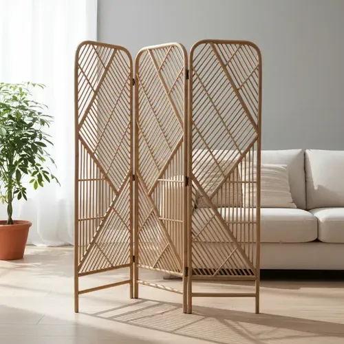 Biombo De Rattan Importado Divisor De Ambientes Pushkar Biombo Rattan Natural