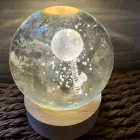 Esfera De Cristal 3d Lampara Led Usb Luz De Noche 10 Cm