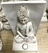 Buda Jardin Apto Exterior Portavela Resina Pushkar Tienda Blanco
