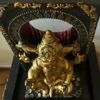 Fuente Agua 40cm Ganesh Sonido Zen Luz Led Relajación Import Dorado