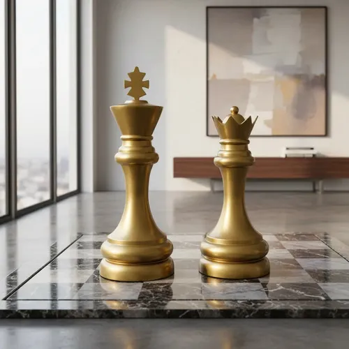 Pieza De Ajedrez Decorativa Rey Aluminio Importado Oriente Dorado Oscuro