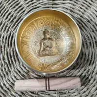 Cuenco Tibetano Mediano 13.5 Cm 7 Metales Importado 750gr Dorado Oscuro