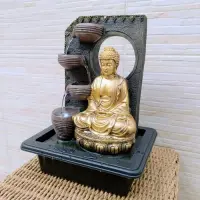 Fuente De Agua Resina 40 Cm Apto Exterior Buda 5 Caidas Zen  Dorado