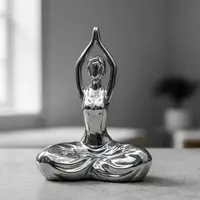 Figura Yoga Decorativa 23 Cm Estatuilla Posiciones D Oriente Plateado