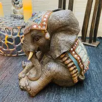 Elefante Abundancia Artesanal Grande 55 Cm Importado Resina Gris Oscuro