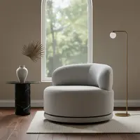 Silla Sillon Redondo Base Giratoria 360o Decoracion Pushkar Blanco