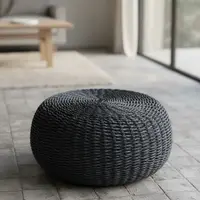 Puf Artesanal 45 Cm Pintado D Fibra Nartual Banco Mesa Zen