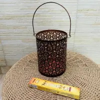 Portavela Hindu Fanal Artesanal Importado India Cogante Piso Oxido