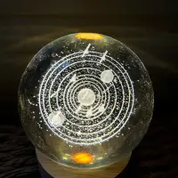 Esfera De Cristal 3d Lampara Led Usb Luz De Noche 10 Cm