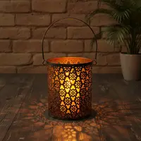 Portavela Hindu Fanal Artesanal Importado India Cogante Piso Oxido