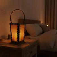 Fanal Colgante O De Apoyo Con Vidrio Y Tela Importado India