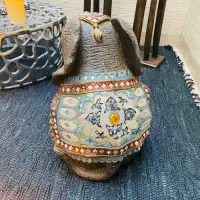 Elefante Abundancia Artesanal Grande 55 Cm Importado Resina Gris Oscuro