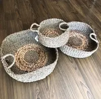 Set 3 Cestos Canastos D Indonesia Seagrass Natural Y Banano  Marrón Claro