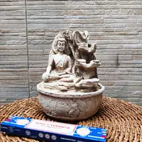 Fuente De Agua Resina Apto Exterior Buda 3 Caidas 25 Cm Zen  Blanco