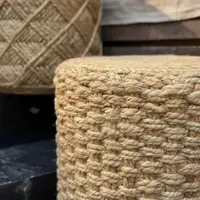 Puff De Yute Natural Rustico Importado Banco Mesa Artesanal Modelo 3