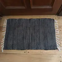Alfombra Importada India Algodón Costado Cama Pie Deco Baño 80 Cm 50 Cm Negro