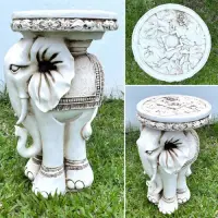 Elefante 65 Cm Apto Exterior Artesanal Hecho En Resina Mesa Blanco