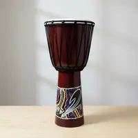Djembe Indonesia Artesanal Cuero-madera Import Puntillismo Marrón