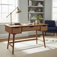 Escritorio Retro Rattan Importado Unico Cajones Pushkar Marrón