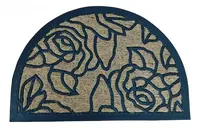 Tapete Alfombra Semicircular Felpudo India Fibra Coco Y G 60 Cm 40 Cm Negro