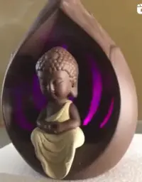 Cascada Humo Porta Conos  Niño Buda  17 Cm Con Led Importado