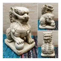 Pareja Perros Leones Fu Gigantes Estatua Proteccion Oriental Blanco