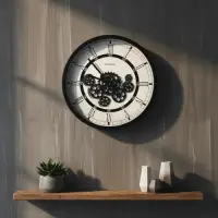 Reloj Importado De Pared Imponente Decoración Pushkar Negro Blanco