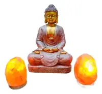 Estatuillas De Buda Meditando De 40 Cm Importado De Oriente Gris Patinado