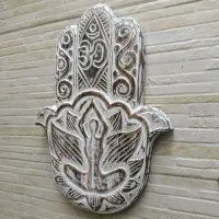 Colgante Mano De Fatima Aplique Importado Oriente Cuadro Plateado