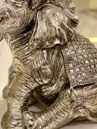 Elefante Abundancia Deco Importado Incrustacion Fantasías  Plateado