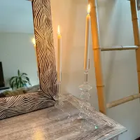 Candelabro Para Velas Vidrio Importado Pushkar Tienda Deco Transparente